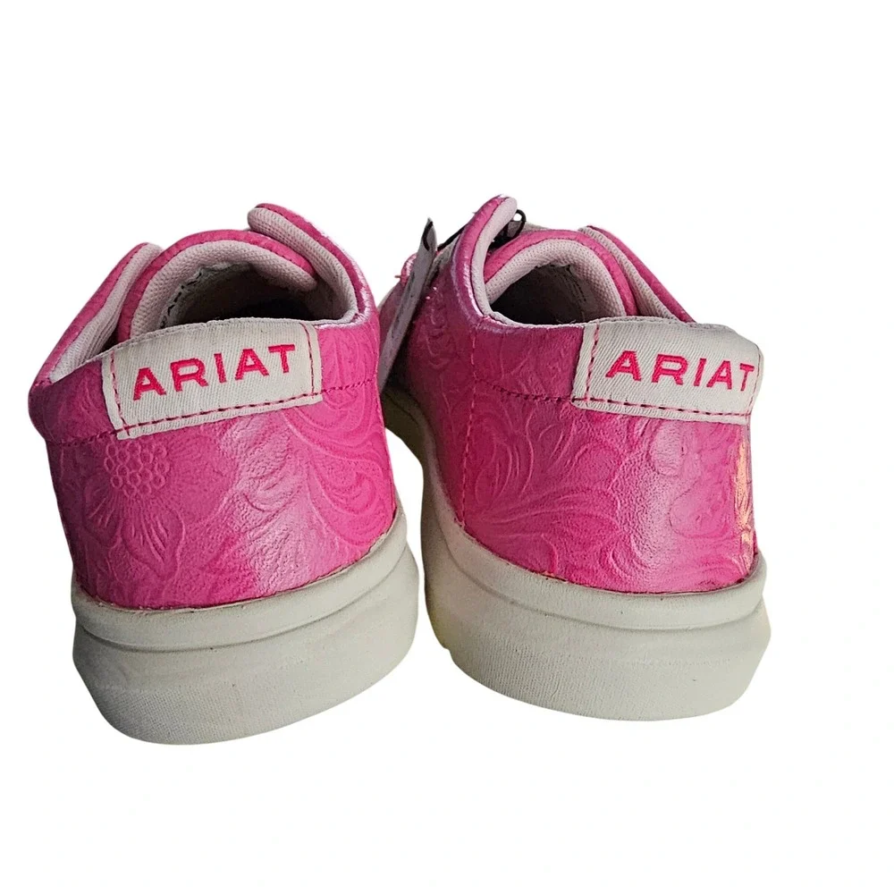 Ariat Hilo Kids Pink Embossed Leather Floral Loafers NEW US 4M